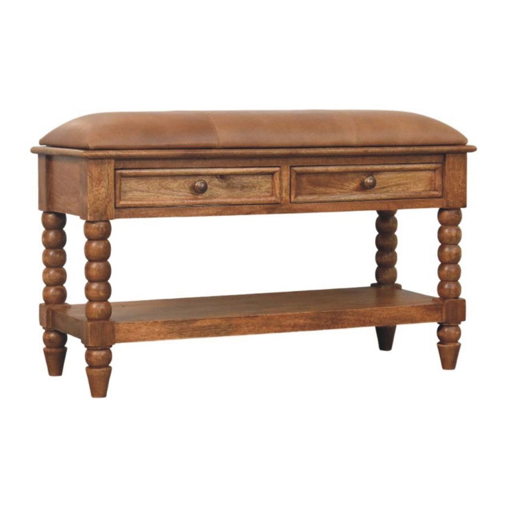 Leather Spindle Bench - Image 2