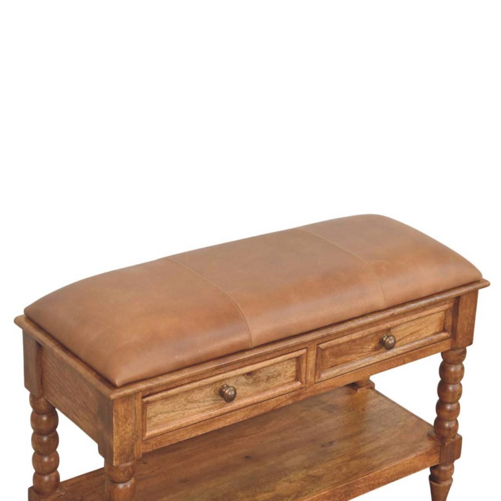 Leather Spindle Bench - Image 5