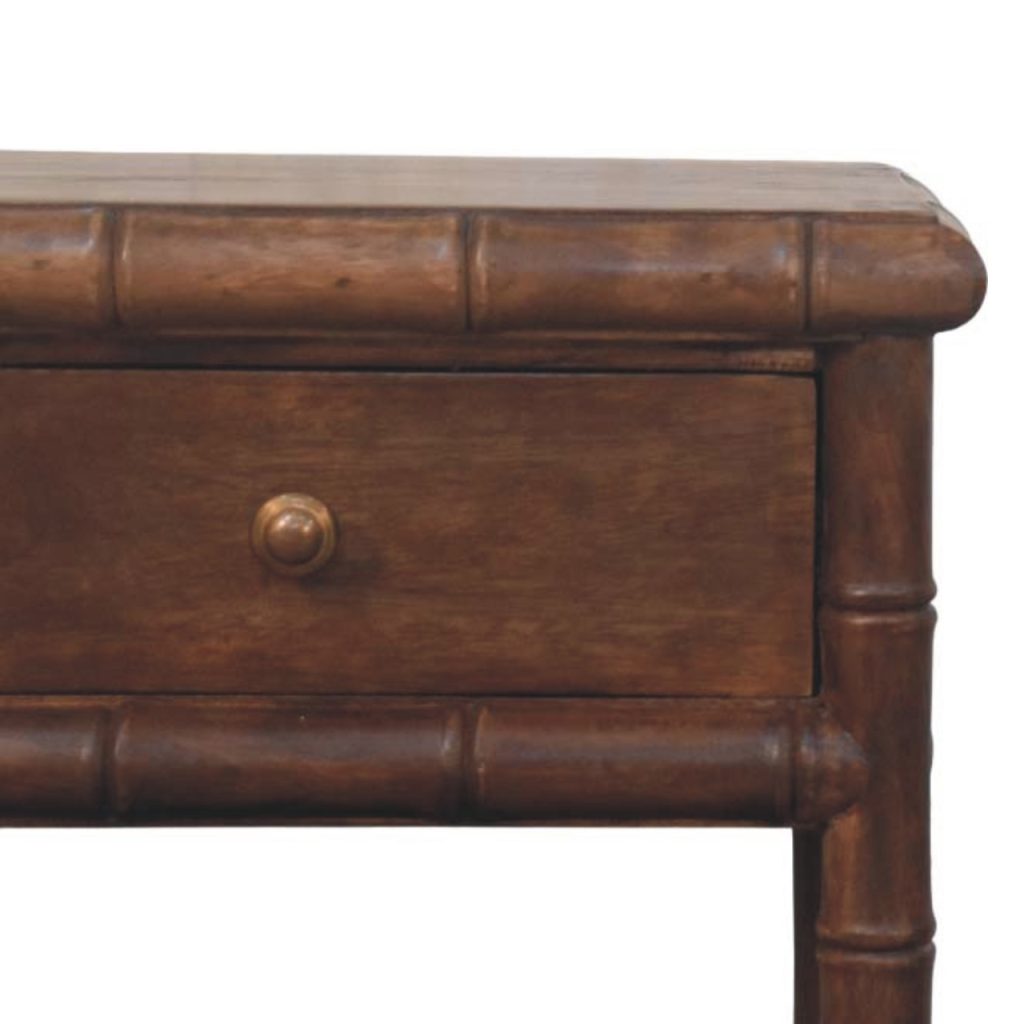 Bamboo Carved Bedside Table - Image 4