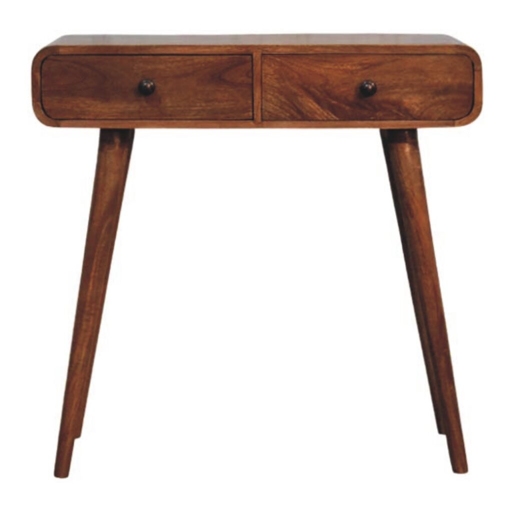 curved two drawer console table