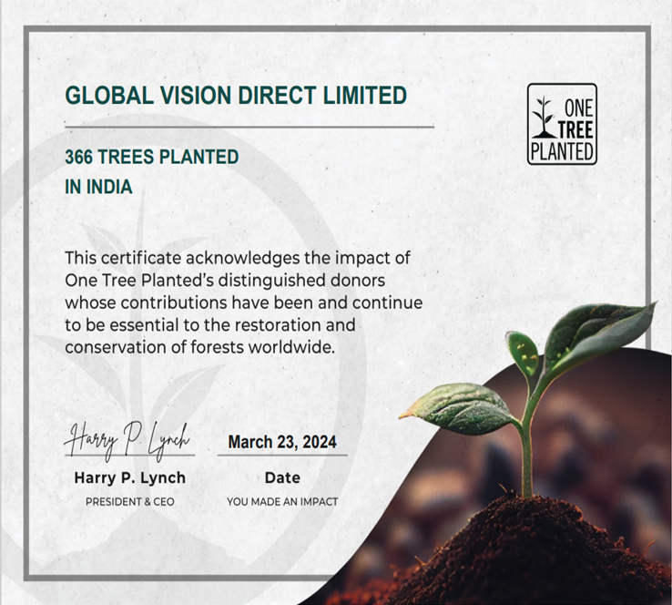 Tree planting certificate with seedling image