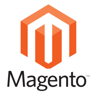 Magento logo with orange geometric emblem